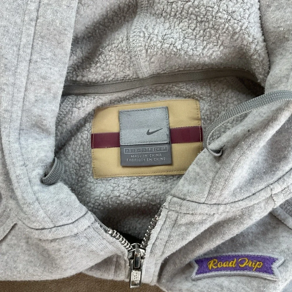 Vintage Nike Hoodie Sweatshirt Girls Sz XS Road Trip State HWY 72 Patch Gray 90s